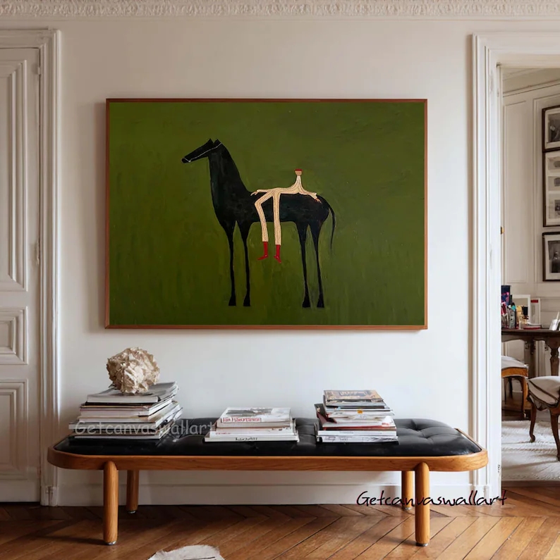 Art Print Framed - Modern Abstract Western Horse & Figure