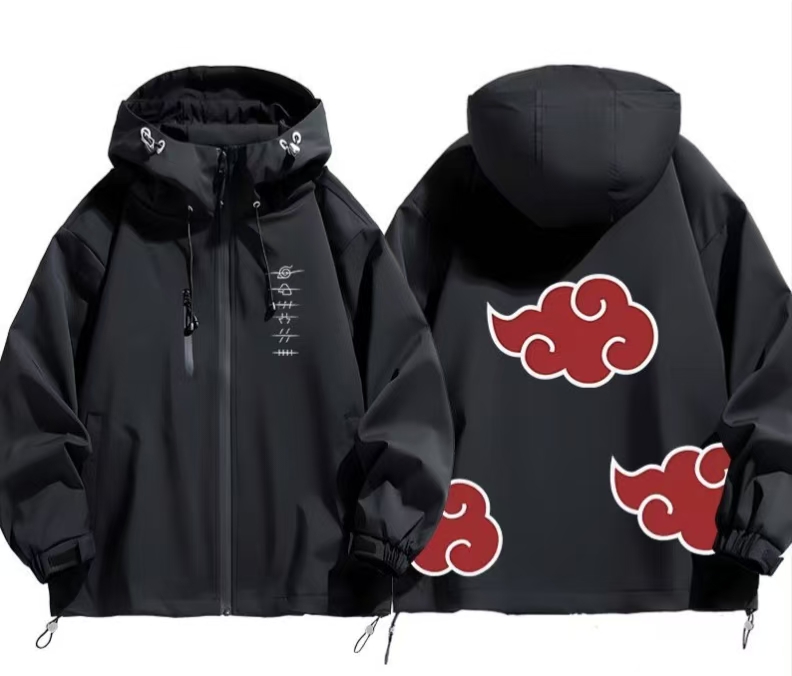 Windbreaker Anime Merchandise - Anime Naruto Shippuden Akatsuki Print Hooded